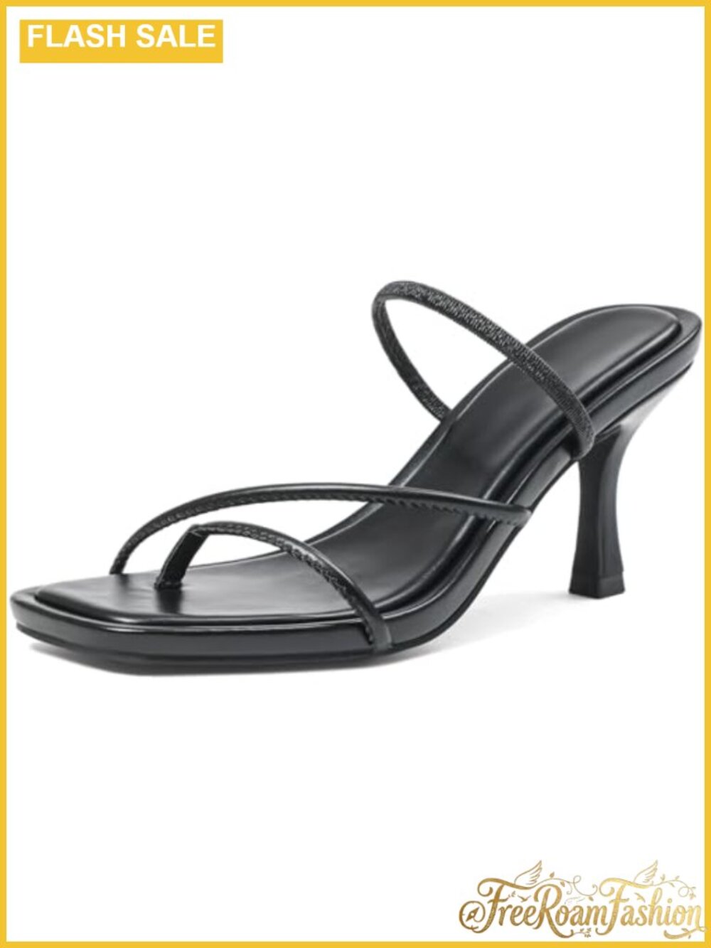 3-Inch Kitten Heel Strappy Sandals Square Toe Slip On Heels Dressy Casual